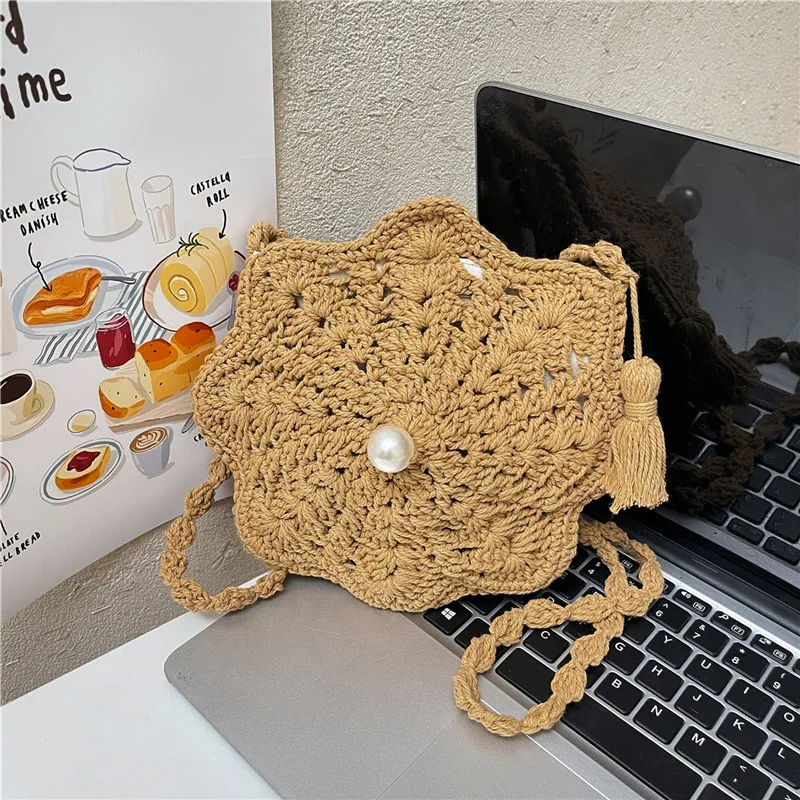 

Новые богемные сумки через плечо для женщин, летние простые пляжные сумки, модные и универсальные сумки на плечо, плетеные сумки для отпуска