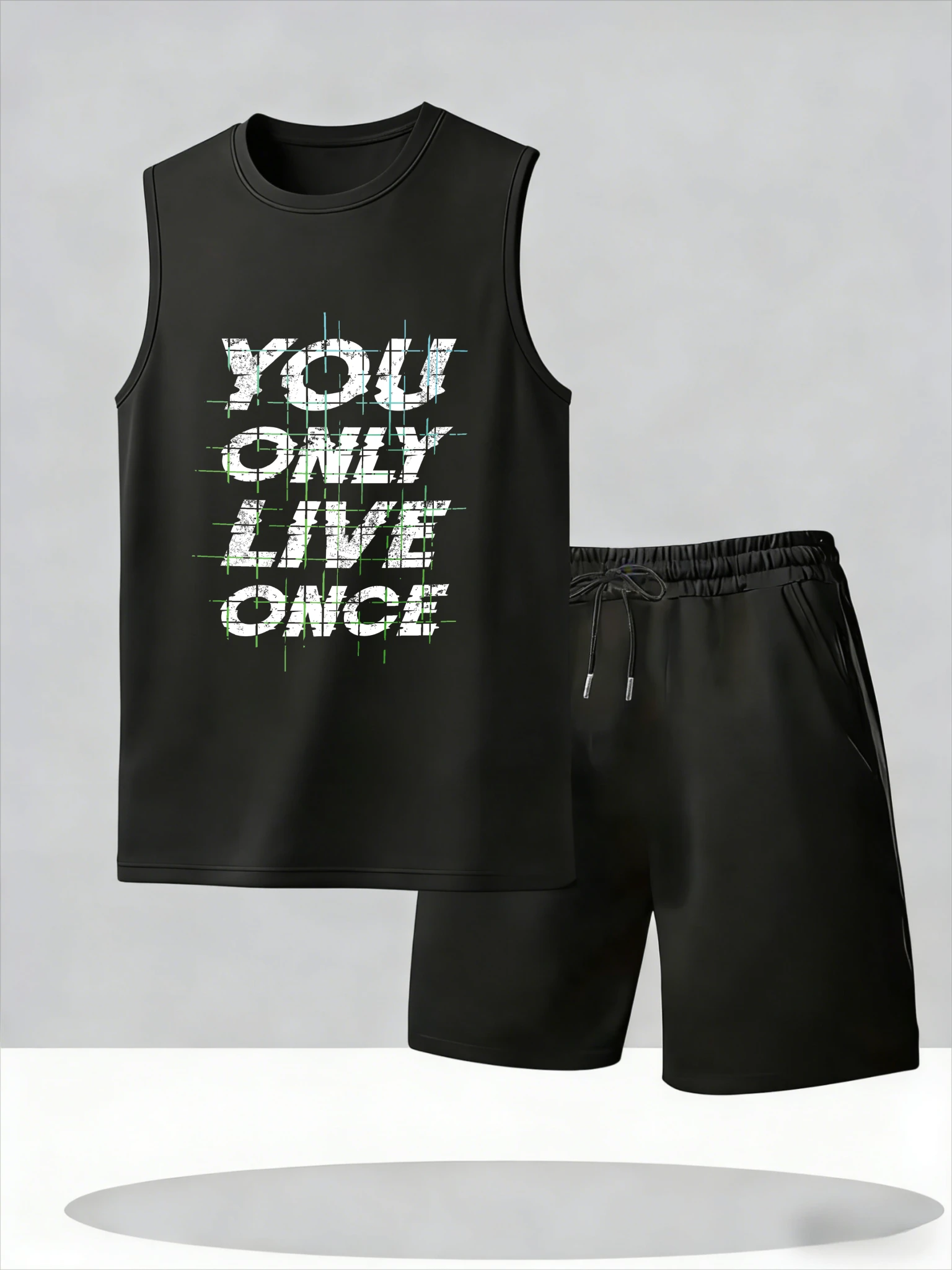 

Men's Tank Top Sets 2026 Summer Thin Quick Dry Breathable oversize men's sports suit drip clothing sports crewneck beach seasid