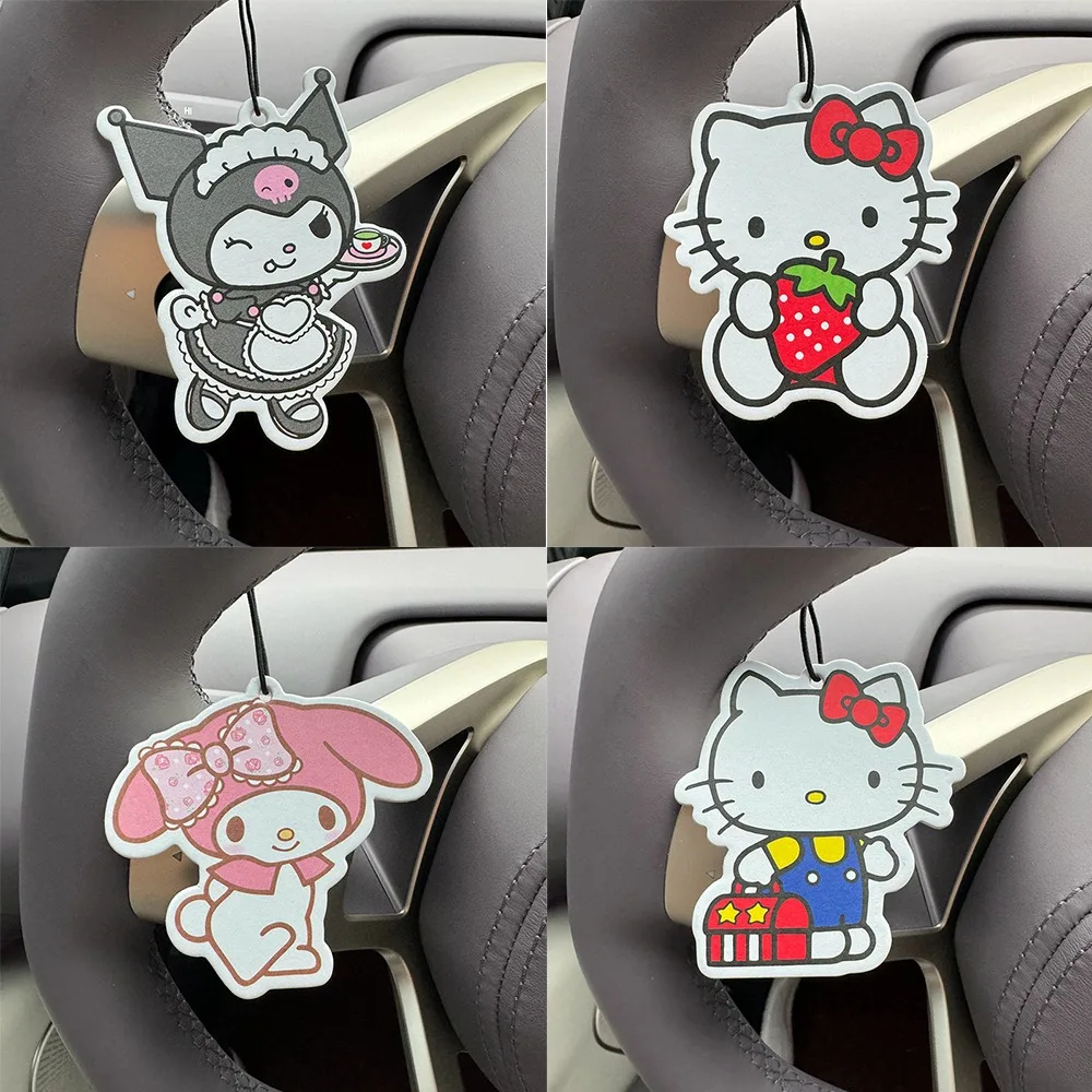 Anime Peripheral HelloKitty Car Fragrance Slice Cinnamoroll Scented Stick Strap Pupil Backpack Accessories Schoolgirl Small Gift