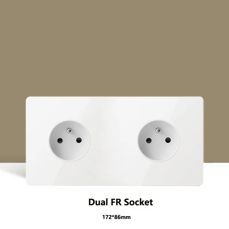 Matte White Stainless Steel Panel Wall Light 2 Way Toggle Switch Double EU Socket For Home Improvement