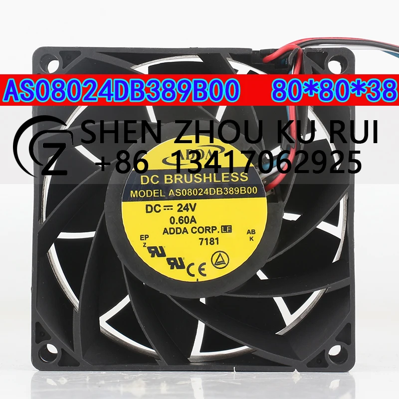 ADDA 5V 12V 48V DC24V 0.60A AC EC 8038 80X80X38MM 8CM large air volume Violent inverter power supply AS08024DB389B00 cooling fan