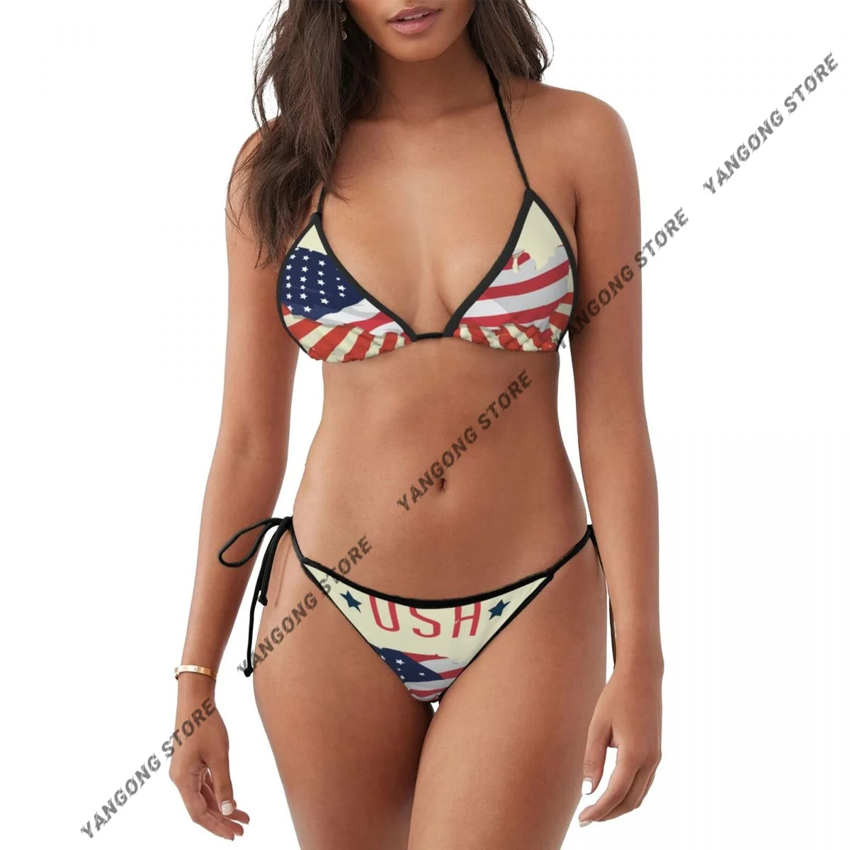 

Sexy Micro Bikini USA Map With Flag Swimsuit Woman Swimwear Thong Bikini Set Brazilian Bathing Suit Beach Wear