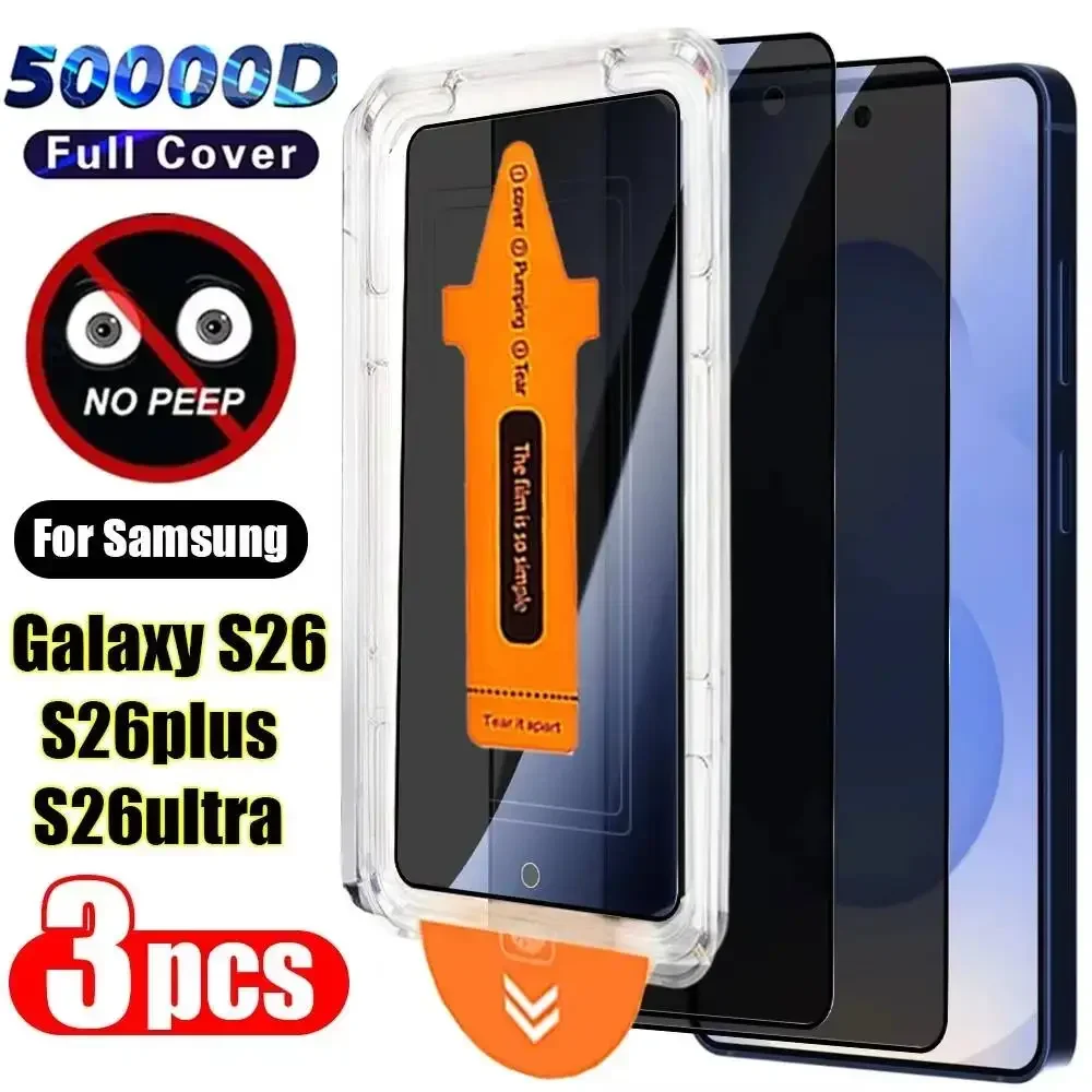 1-3Pcs Anti-Spy for Samsung S26 25 Edge Ultra Dust Free Install Privacy Tempered Glass Screen Protector For S24 S22 S23 S21 Plus