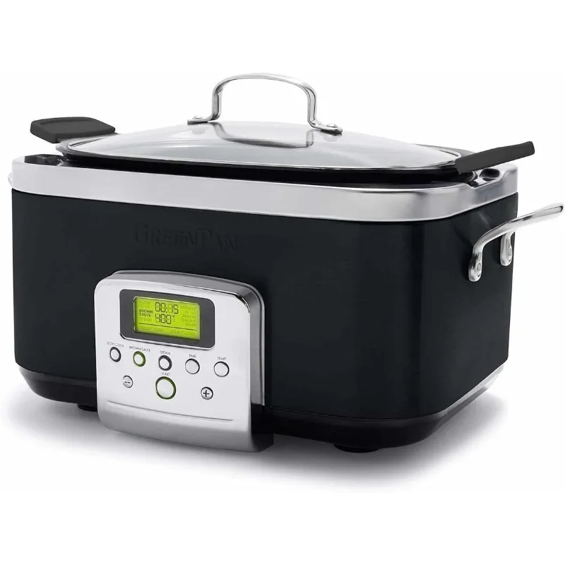 GreenPan Elite 8-in-1 Programmable 6QT Electric Slow Cooker, Dishwasher Safe Lid & Removable Crock