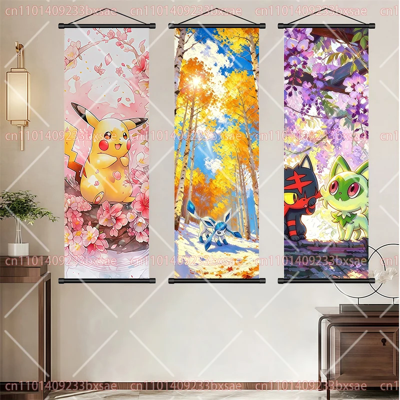 Pokémon Scroll Painting Pikachu Psyduck Eevee HD Poster Fan Exclusive Wall Decoration Hanging Painting Children's Holiday Gift - view 4