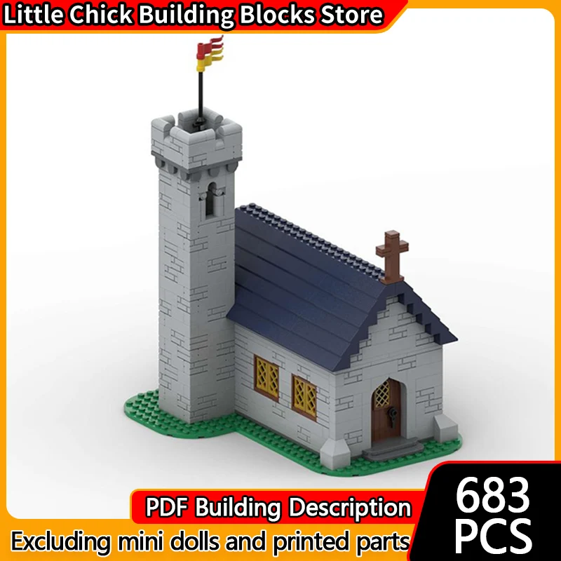 

Средневековый замок, модель MOC, строительные кирпичи, часовня и высокая башня, модульная технология, детские праздничные подарки, сборка игрушек, костюм