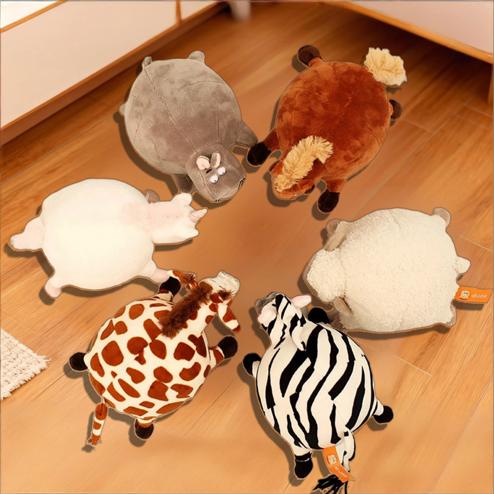 ぽっちゃり丸い動物ぬいぐるみキーホルダー羊カバシマウマユニコーン馬キリンソフト人形ぬいぐるみおもちゃバックパックチャーム誕生日プレゼント