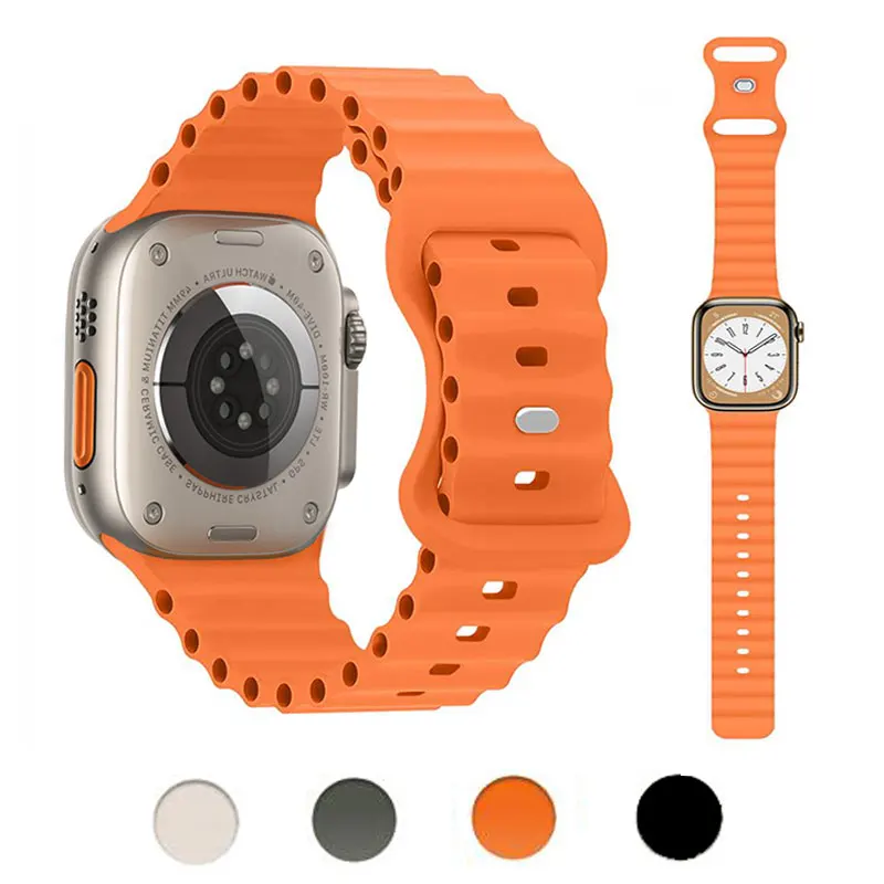Ремешки Ocean для Apple Watch Band Ultra 2 49 мм 45 мм 44 мм 46 мм 40 мм 41 мм 42 мм Силиконовый спортивный браслет iWatch серии 10 9 8 7 se 6