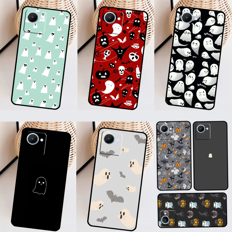 Cute Halloween Ghost Bat Case For Realme GT Neo 5 3 2 T 9 10 11 Pro Plus C11 C15 C21 C25Y C30 C31 C33 C35 C53 C55