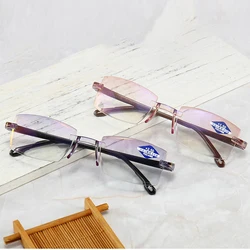 FOENIXSONG Women Rimless Reading Glasses Presbyopic +1.00 +2.00 +3.00 +4.00 Vasos Retro Eyewear  De Grau Feminino Prescription