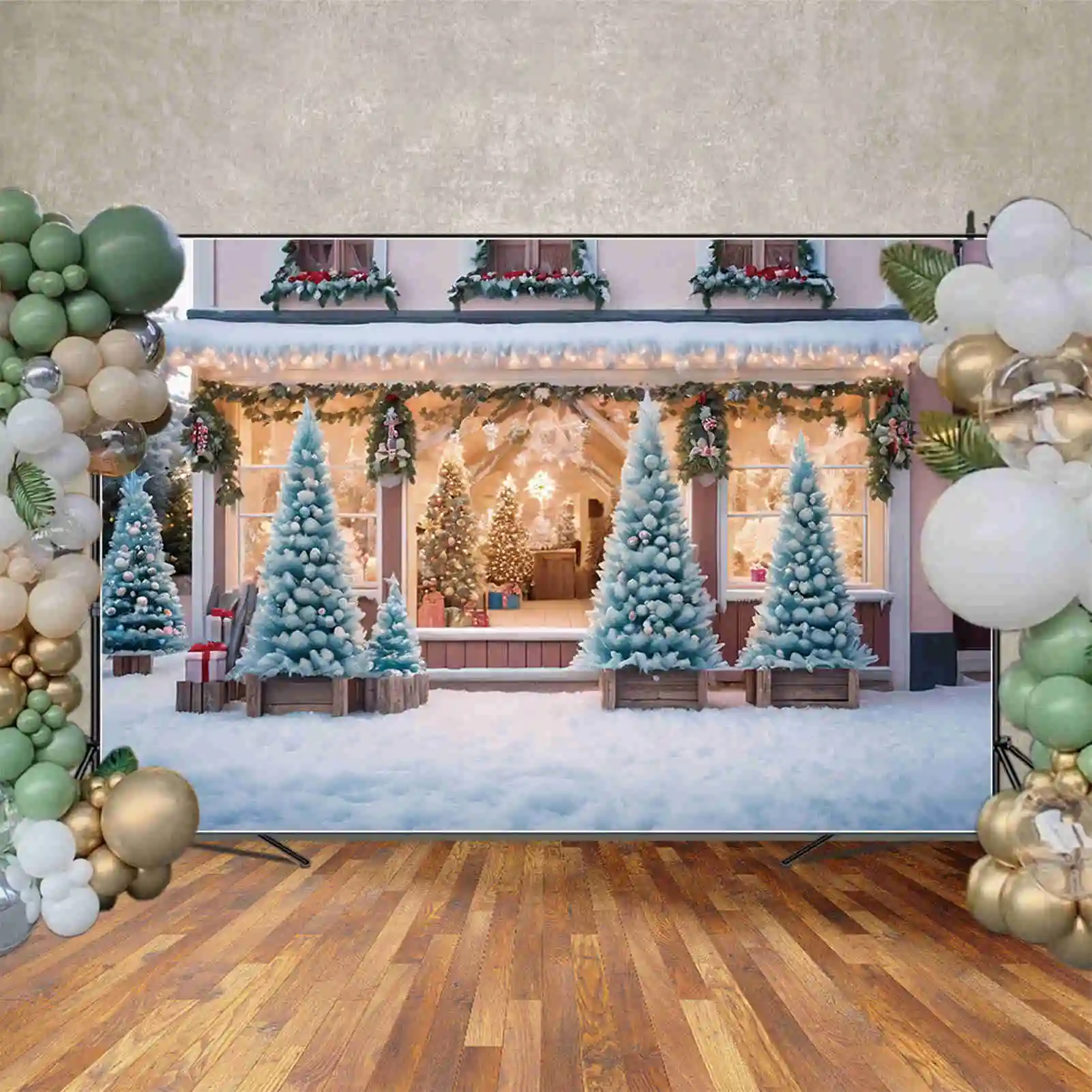 MOON.QG-Arrière-Plan de Photographie pour Enfant, Décoration d'Arbres de Noël, Boutique de Cadeaux de Noël 2025
