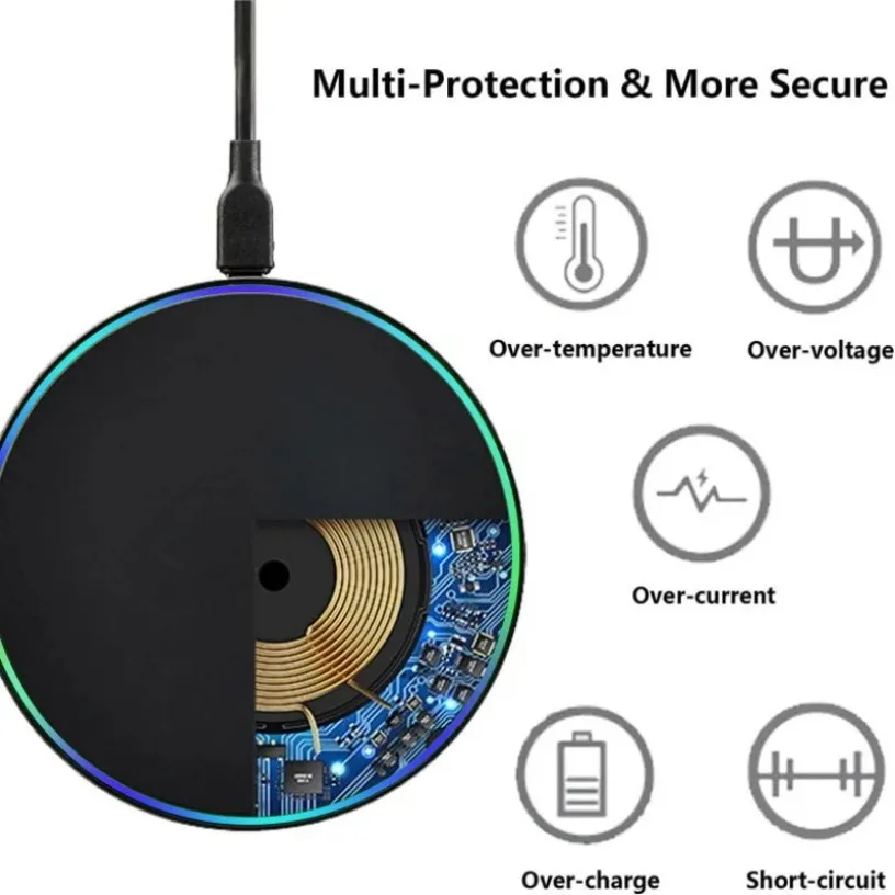 مصباح ليد الهاتف شاحن لاسلكي سطح المكتب الوسادة آيفون 17 16 15 14 13 12 برو ماكس سامسونج S25 شاومي الهاتف محطة شحن سريع #6