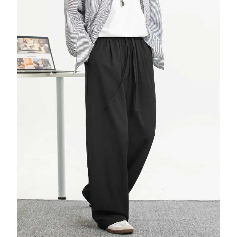 

Cool Fashion Casual Solid Color Pants For Men Spring Summer Thin Straight Loose Draped Wrinkle-Resistant Basic Long Pants 1ISR