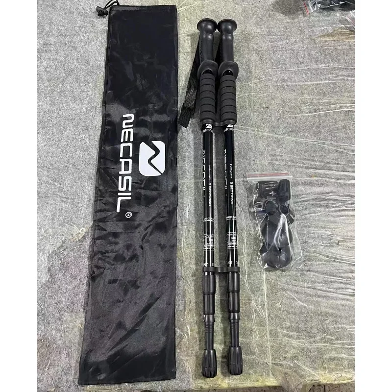 3 Sections Nordic Walking Trekking Poles Walking Hiking Sticks Adjustable Alpenstock Anti-shock Outdoor Sports for 63-135CM