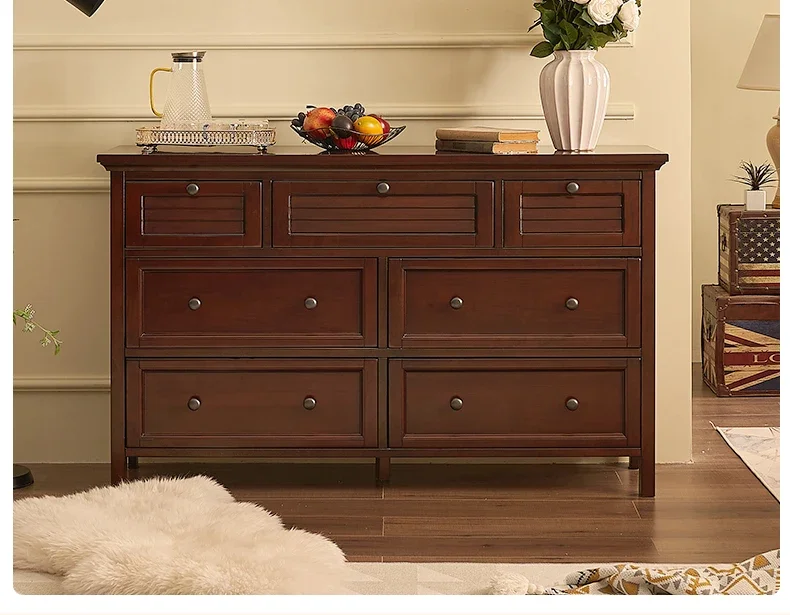 

American retro all solid wood modern simple chest of drawers seven chest bedrooms