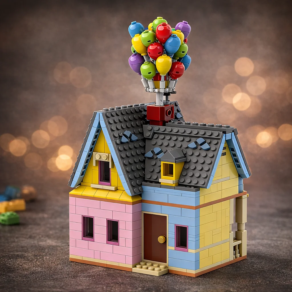 

MOC Colorful Balloon House Building Blocks Cartoon Style Cottage Model DIY Assembly Bricks Toy with Display Gift for Kids Adults