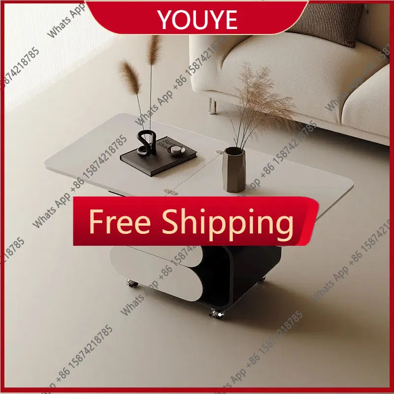 

N65 Movable folding coffee table small apartment living room lifting sofa side cabinet square trolley side table