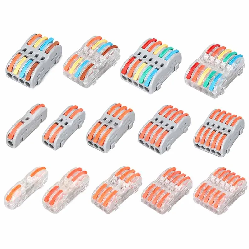 Push-in Wire Connector 1 In Multiple Out Universal Compact Electrical Cable Distribution Terminal Block Solid & Stranded Wires