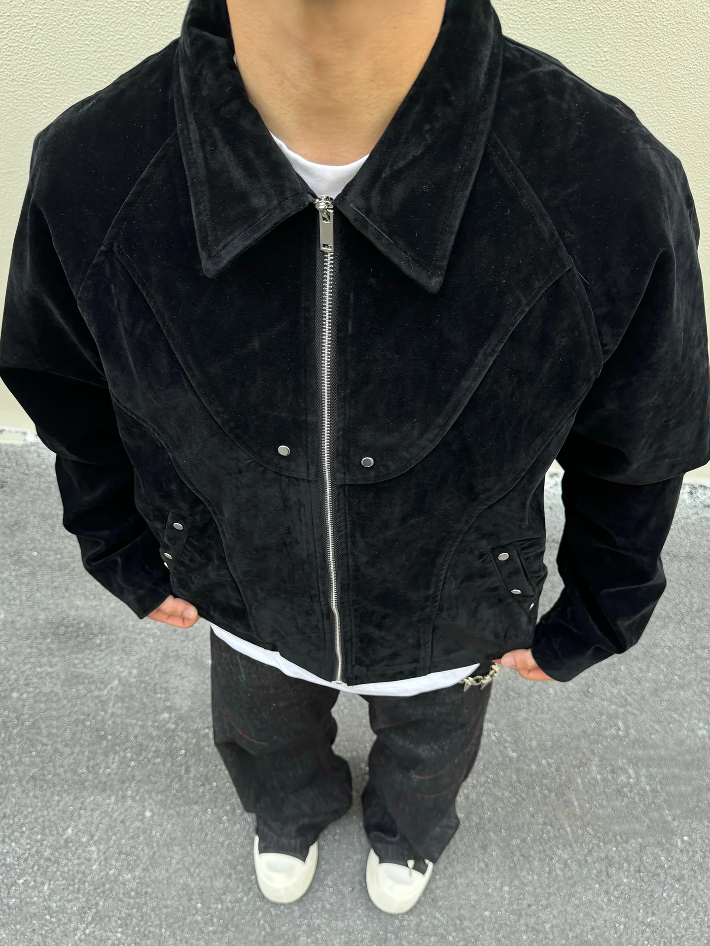 

Мужская замшевая куртка Cleanfit с коротким воротником и заклепками, повседневная верхняя одежда в американском ретро-стиле, молодежная мода, весна-осень