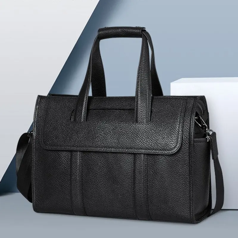 جديد حقيقي حقيبة ساعي الرجال حقائب جلدية للرجال حقيبة يد الطبقة العليا جلد البقر حقيبة لابتوب 15.6 بوصة الأعمال حقيبة سعة كبيرة