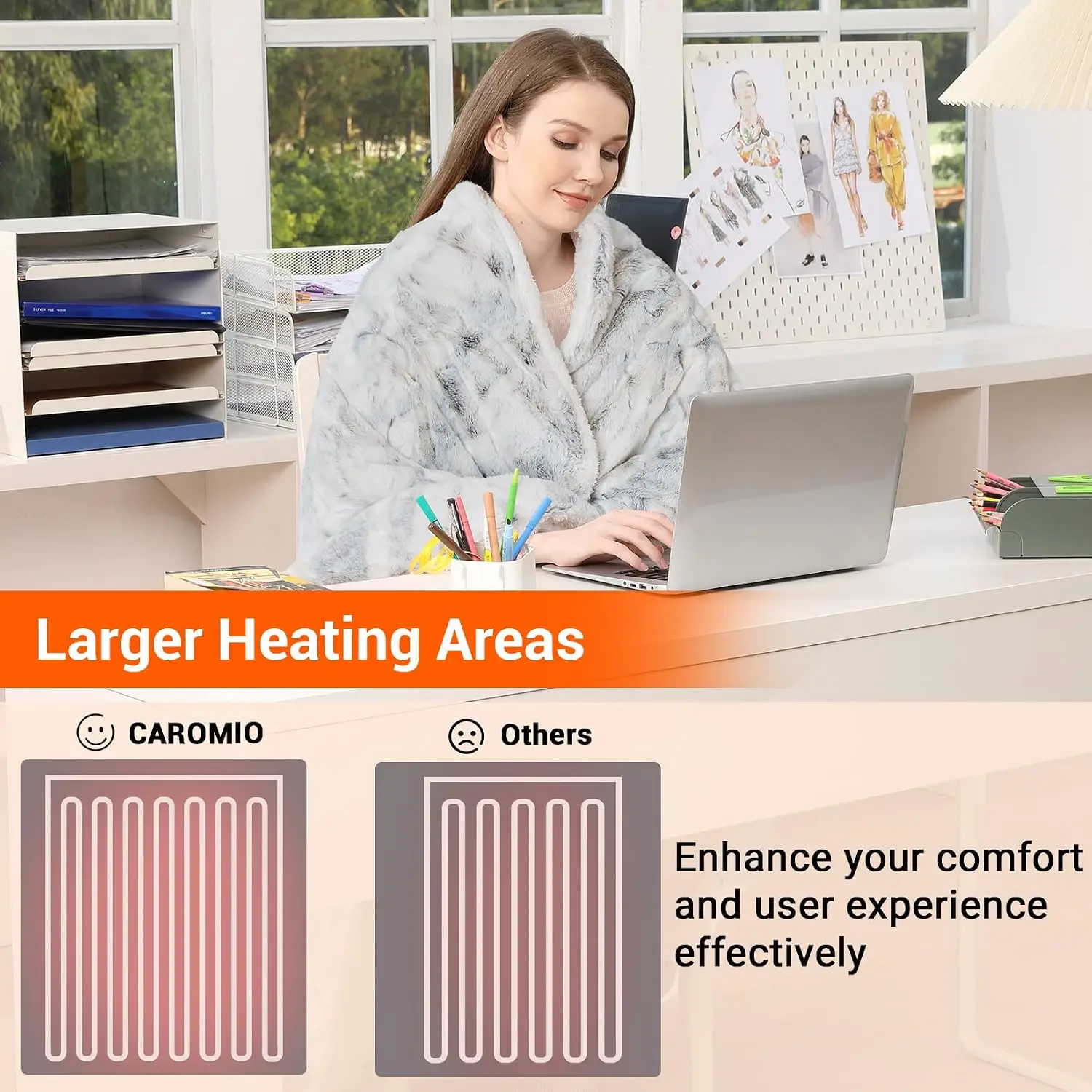 Garvee Electric Banket 5 Fast Heating Levels Warm Blanket Washable Heating Blanket for Cramps & Back Pain Relief Winter Body Warmer for sleeping