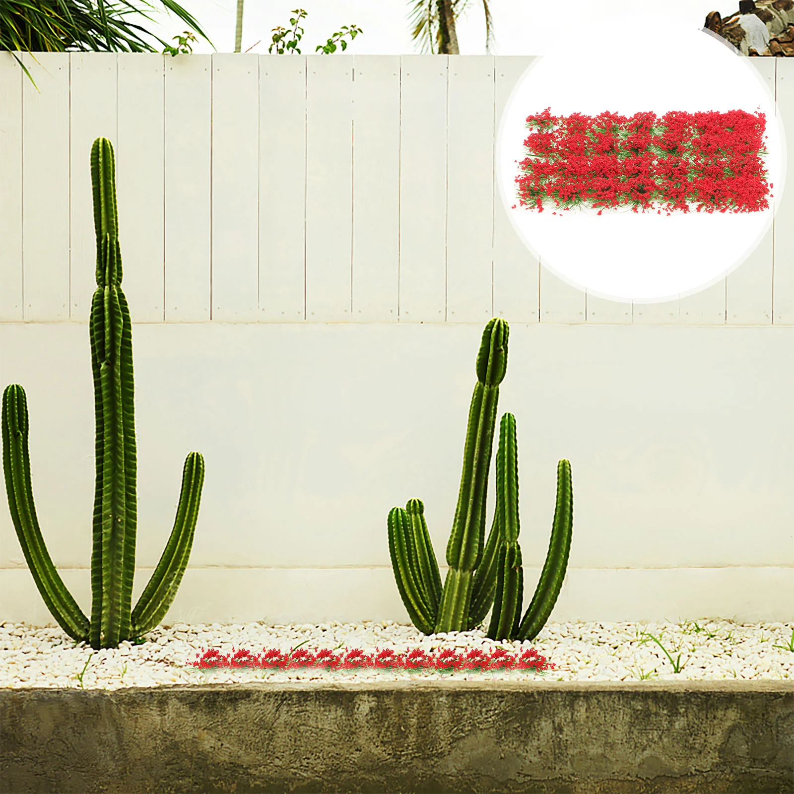 Piante da interno artificiali Tavolo con sabbia Materiale fai da te Fiori Mini tappeto verde casa bianca