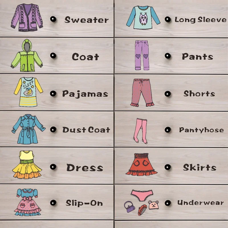 Removable Wardrobe Clothes Classification Label Stickers Bedroom Living  Boy Girls Decor Tags Decals Home Decoration