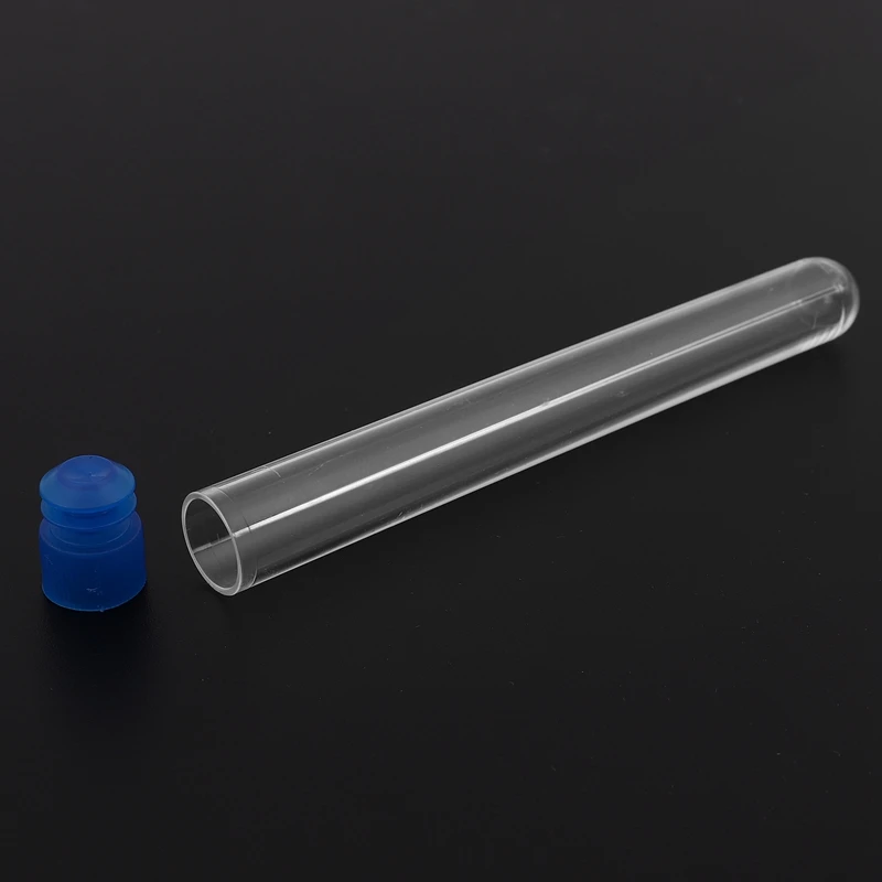 Tubes à essai en plastique transparent avec bouchons à vis bleus, échantillons de nombreux bouchons poussoirs HI, 12x60mm, 200 pièces