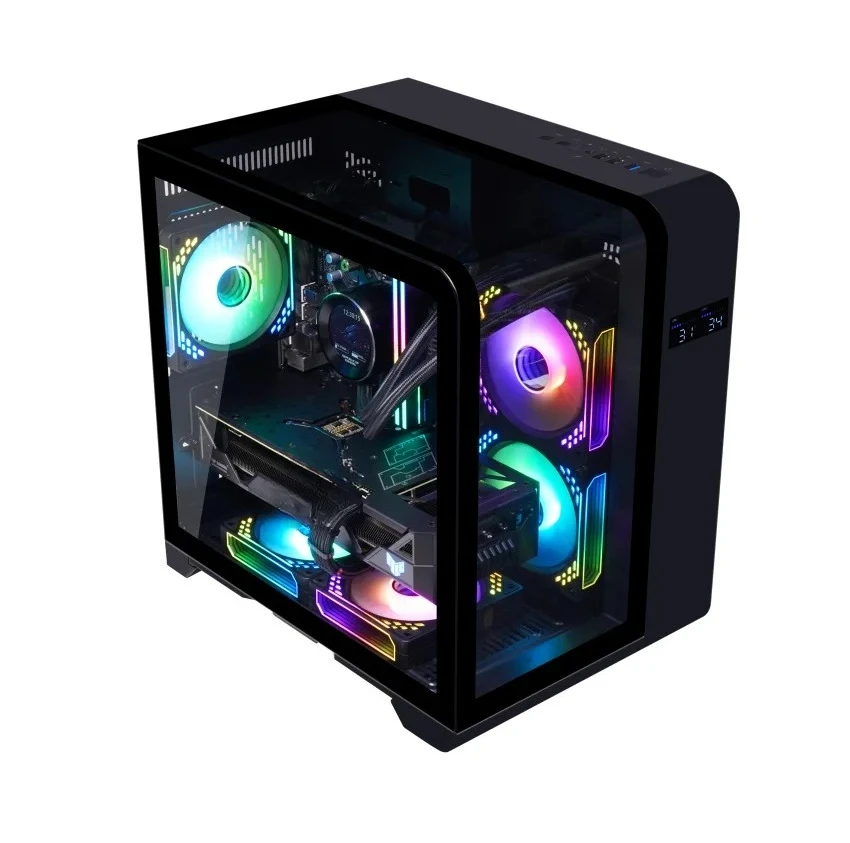 Custom MATX Mid Tower Glass Panel Desktop Equipment Cabinet Game Hardware Storage Chassis