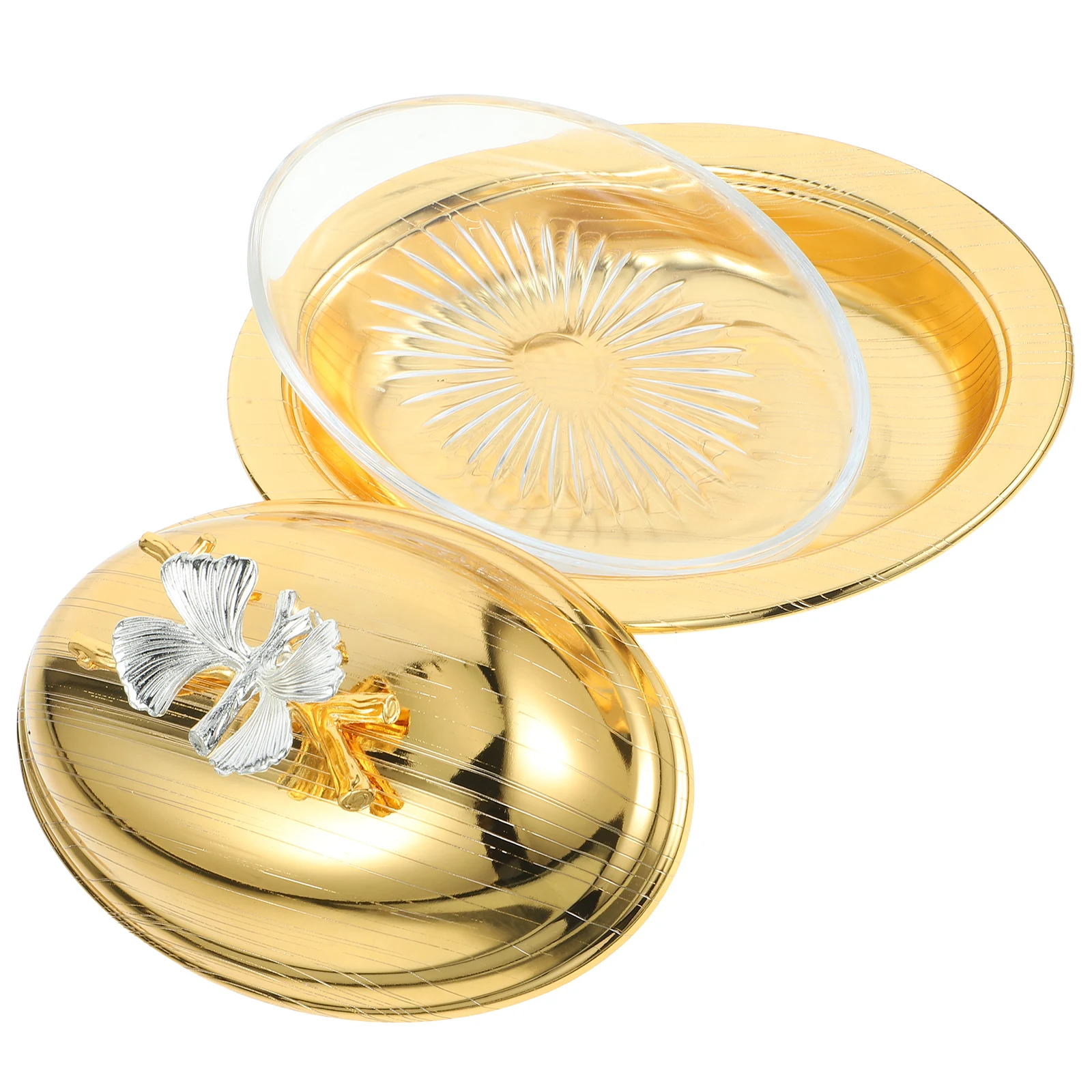 

Butter Dish Lid Kitchen Holder Tray for Storing Butter Cheese Desserts Food Fresh Reusable European Style Iron Material