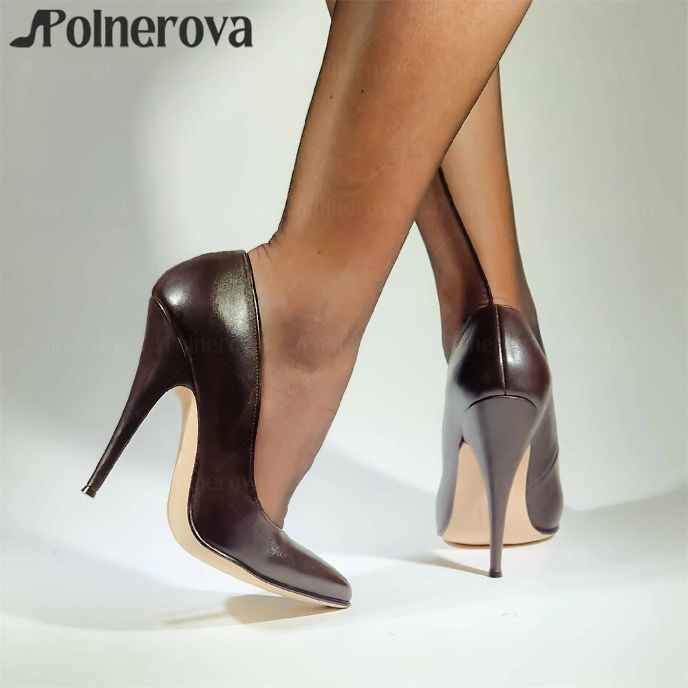 14cm Stiletto High Heels Customizable Leather Pointed Pumps Slip on Sexy Concise Style Stilettos for Women Large Size High Heels