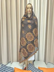 African best chiffon Muslim Scarf free ship sale Turban Women big Size Embroidery Chiffon Islamic Hijab Embroider Ramadan Dubai