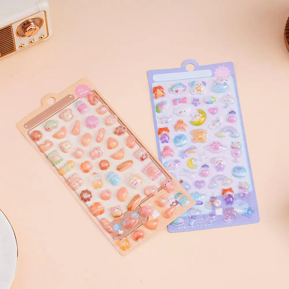 4pcs 3D Fun Stickers Cute Cartoon Characters Fun Sticker Children Girl DIY Handbook Scrapbook Sticker Phone Case Decoration