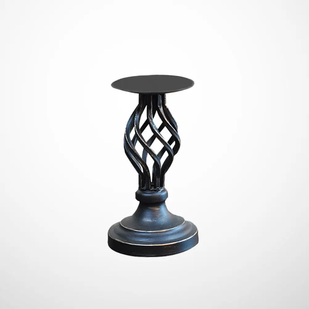 

Retro Hollow Out Metal Holder Small Size for Home Office Restaurant Desktop Decor Vintage Candlestick Aromatherapy