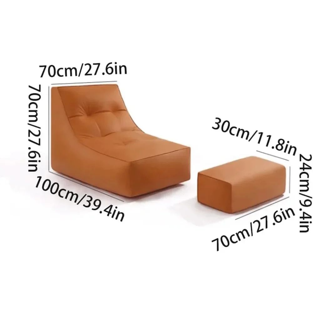 Comfortable Lazy Sofa, Creative Bean Bag Chair, Genuine Leather Lazy Sofa Chair, Filled Bean Bag Tatami Lounge Chair Furniture