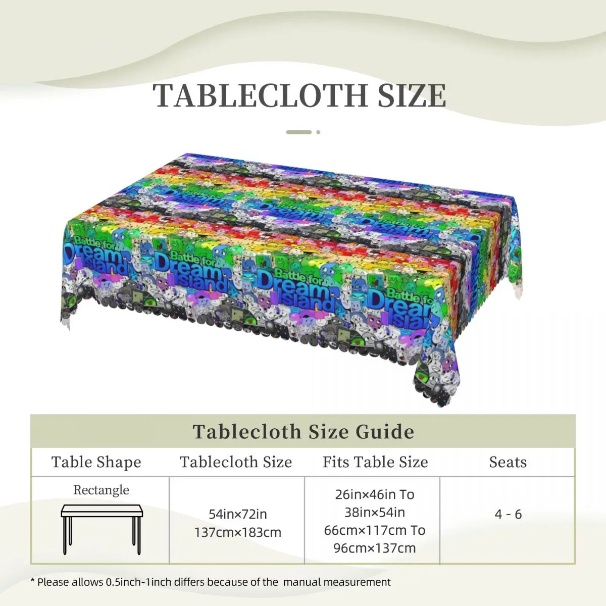 BFDI Cast 2024 Custom Rectangular Tablecloth Oilproof Table Cover for Dining Events Table Cloth