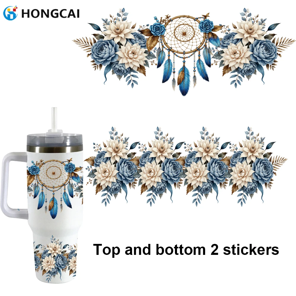 

2 Dreamcatcher Floral UV DTF Stickers Elegant color palette Perfect for thermoses and mugs Waterproof and scratch-resistant