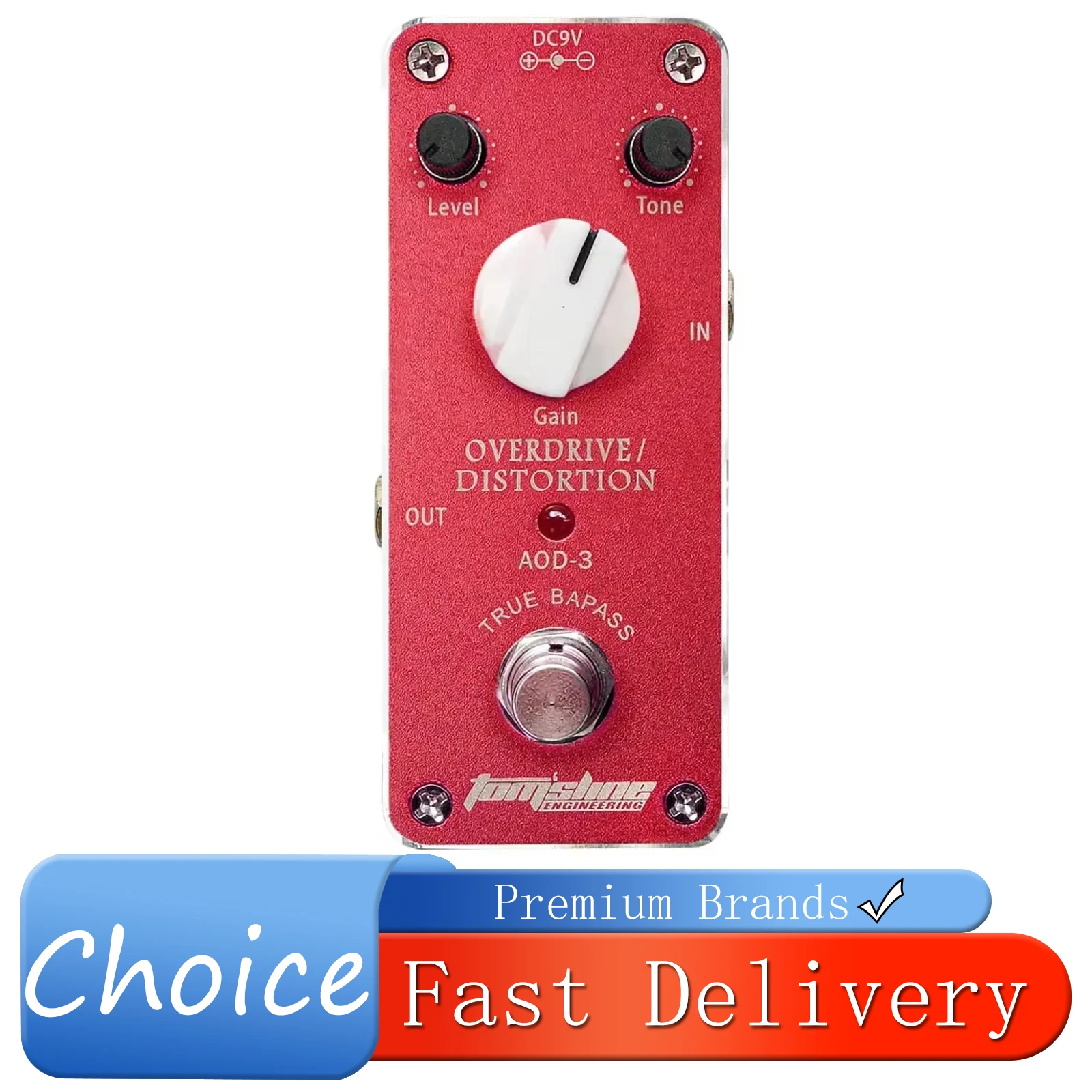 

Гитарная педаль эффектов AROMA Overdrive Distortion, педаль с эффектом овердрайва и дисторшна, True Bypass, AOD-3, аксессуары для электрогитары