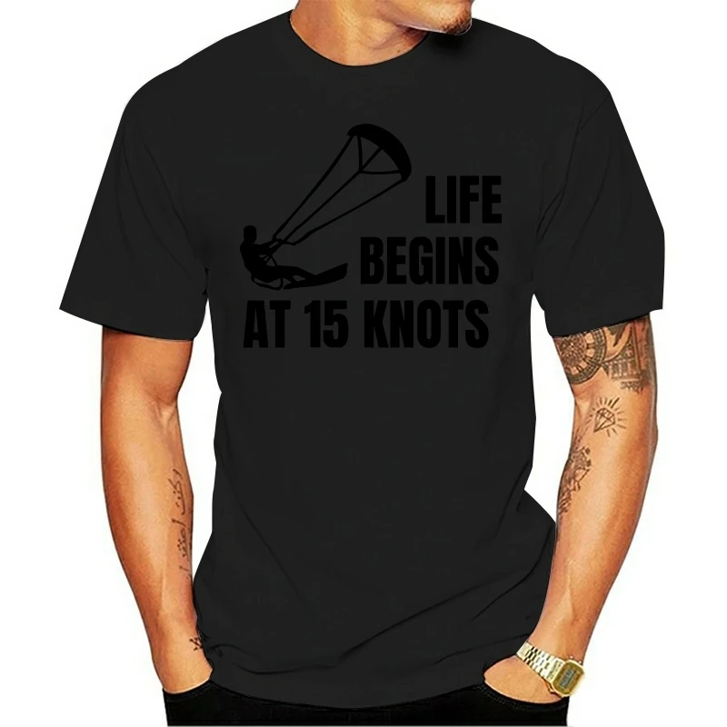 Men t shirt Kiteboarding Kitesurfing Design - Life Begins at tshirts Women-tshirt