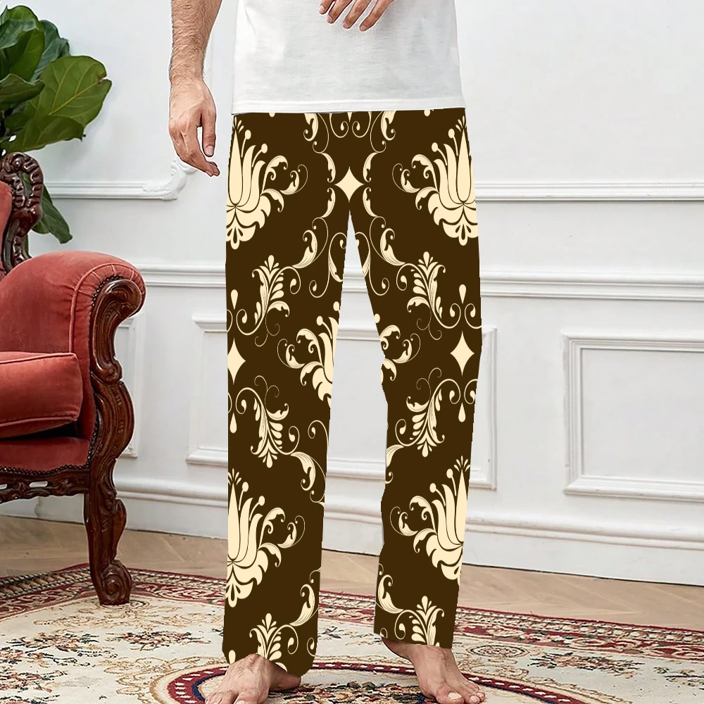 Pantalon de pyjama à motif symétrique pour hommes et femmes, pantalon de détente unisexe, bas de pyjama de sommeil super doux avec poches, cordon de serrage de proximité