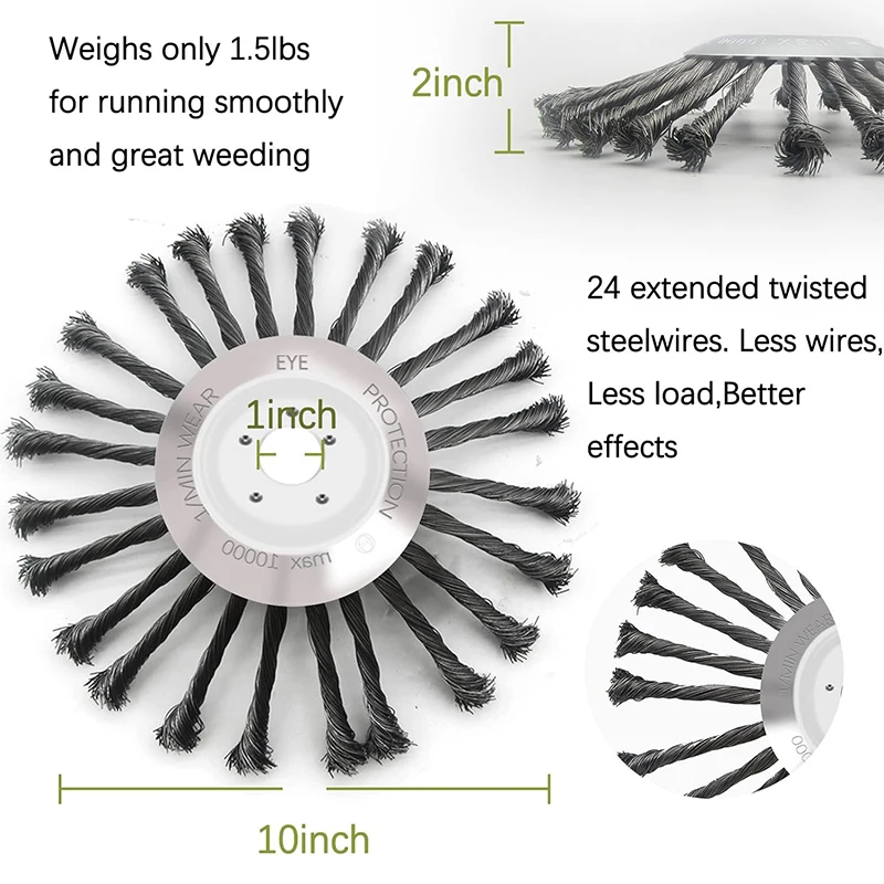 Imagem -02 - Wire Brush Weed Trimmer Cabeça para Substituição Lawn Mower Unbreakable Wired Blade Steel Wire Cutter Lawn Mower 10