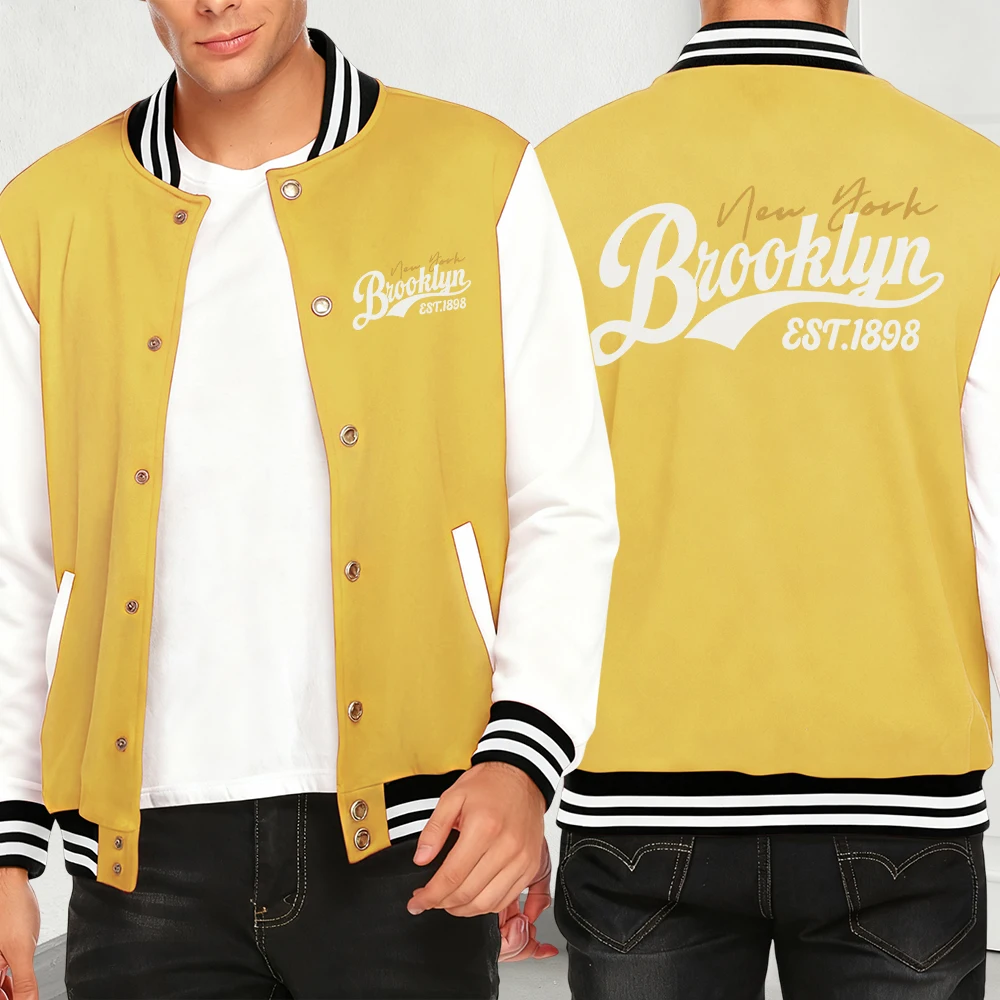 

Brooklyn New York 1828, бейсбольный трикотаж с принтом, мужские индивидуальные куртки, модная повседневная одежда, свободное флисовое пальто, осенняя куртка