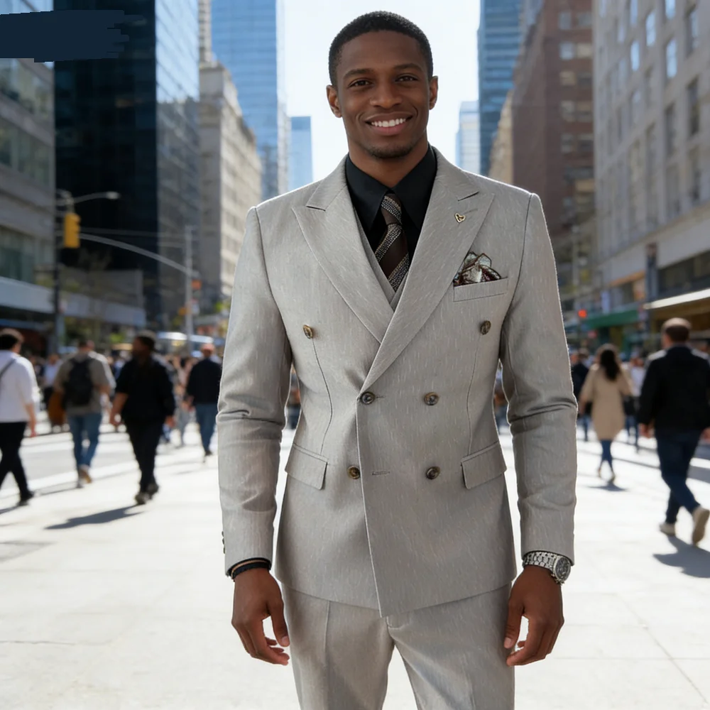 

Мужской однотонный смокинг из 3 предметов, деловой костюм для курения, свадебное платье, пиджак, жилет, брюки, костюм для торжественных случаев