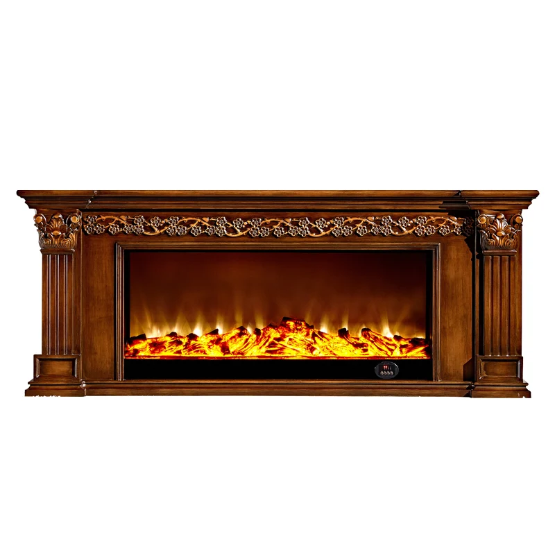 

Distressed Carved Finish for Living Room Electric Fireplace Solid Wood Customized European & American Style Mantle Cabinet