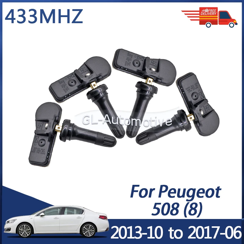 4PCS 9811536380 9802003680 TPMS Sensor Reifendruck Sensor Für Peugeot 508 2013-2017 5008 3008 2013-2016 433MHZ