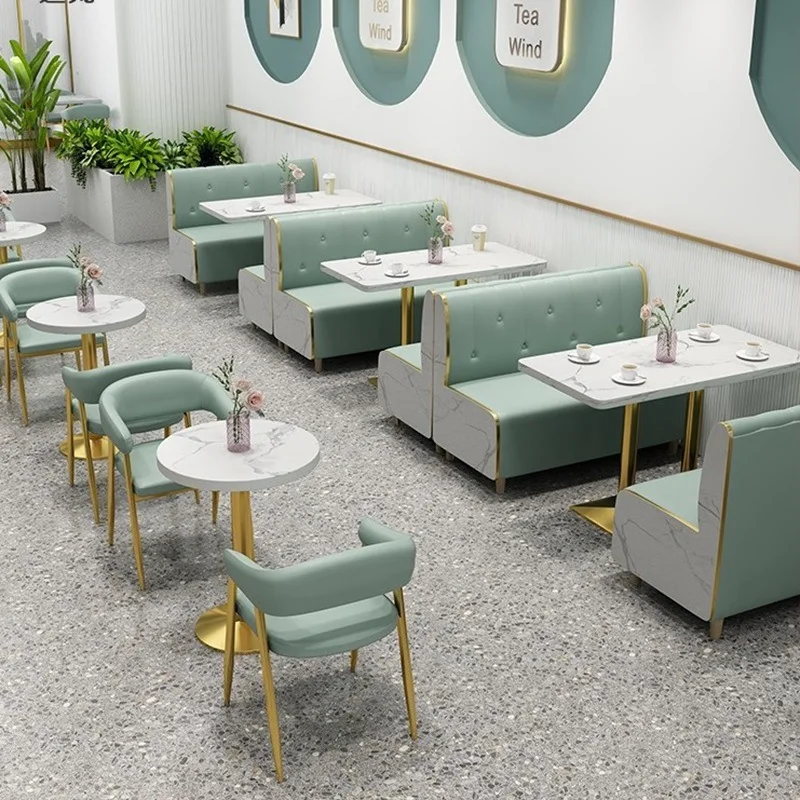 

# Casual Seat Sofa Booth Chair For Restaurant For Milk Tea Dessert Western Shop Wood Panel Style