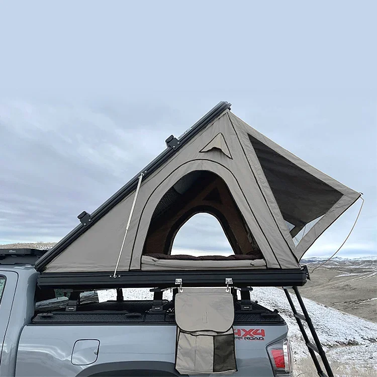

high quality camping triangle aluminium hard shell roof top tent car tent
