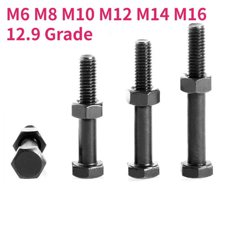 M6 M8 M10 M12 M14 M16 12.9 Grade Partially Thread External Hex Screws Half Tooth Outside Hexagon Bolt Nut Combination