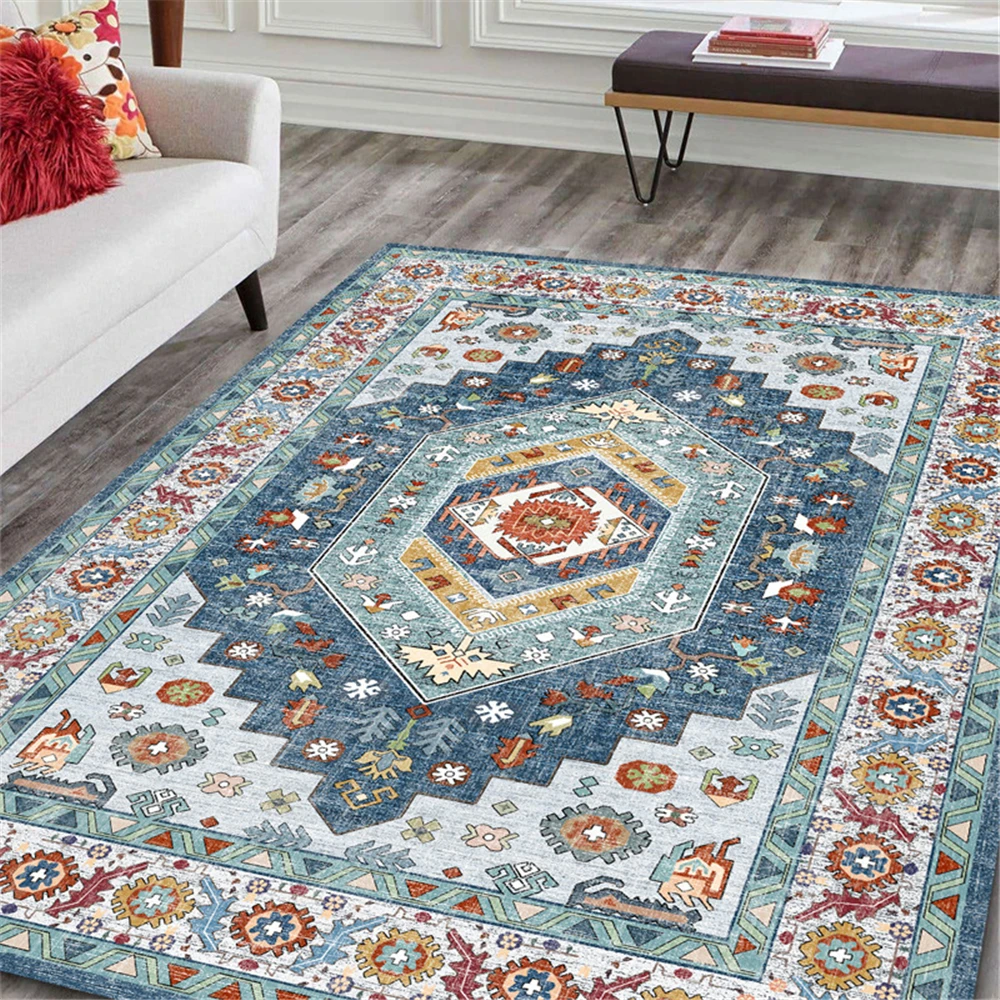 Ethnic Persian Style Bedroom Carpet Classical Retro Mats Large Area Living Room Decoration Rugs Cloakroom Lounge Rug Washable