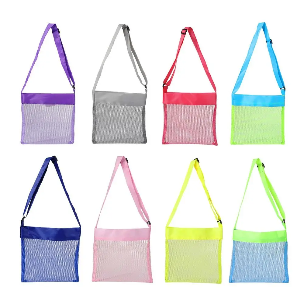 Fashion Hollow Transparent Shoulder Bag Zipper Candy Color Beach Mesh Handbag Crossbody Bag Storage Bag Mesh Tote Bag Shopping